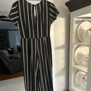 Black and White Striped Jumpsuit